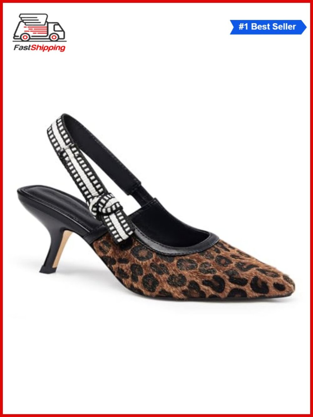 ✨ Women's Slingback Kitten Heels Pointed Toe Bowknot Knitted Slip On Work Pumps
